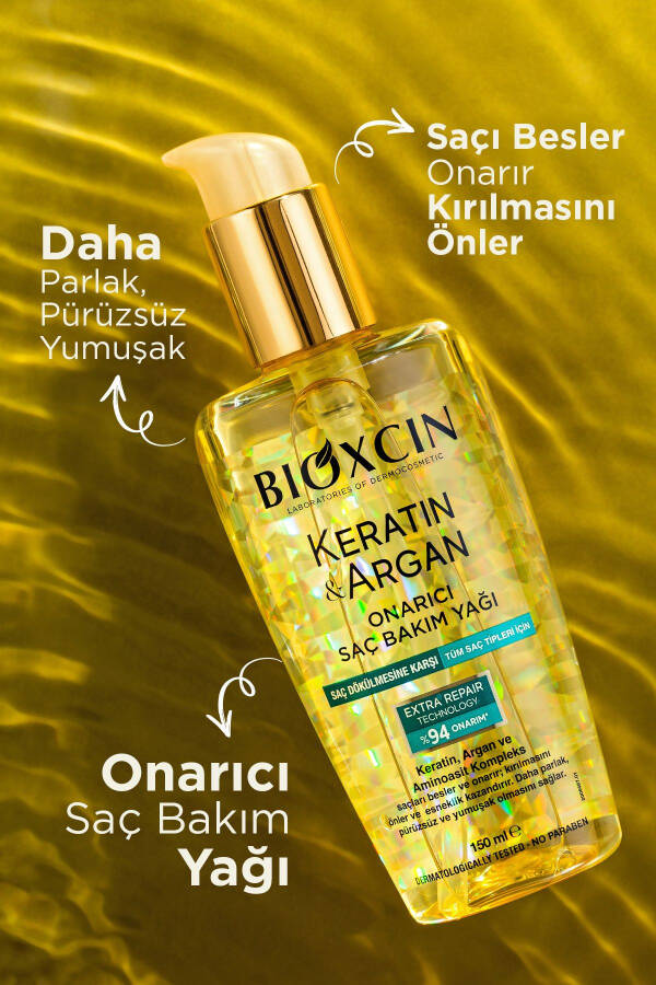 Keratin Argan Besleyici Onarıcı Saç Bakım Yağı 150 ml - Yıpranmış Ve Hassas Saçlar - 8