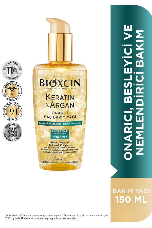 Keratin Argan Oziqlantiruvchi Tiklovchi Soch Parvarish Yog'i 150 ml - Shikastlangan Va Sezgir Sochlar Uchun - 10