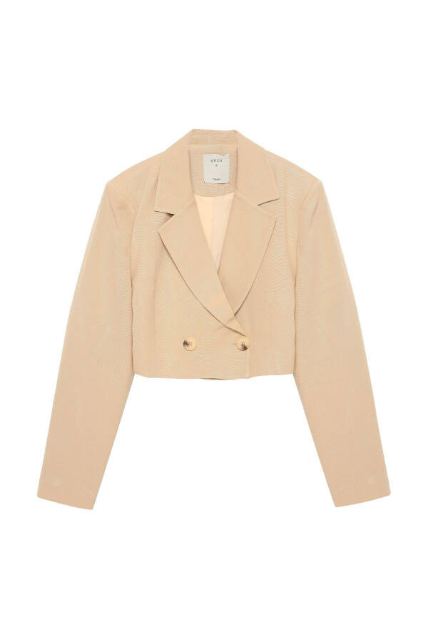 Keten Crop Blazer Ceket - 1