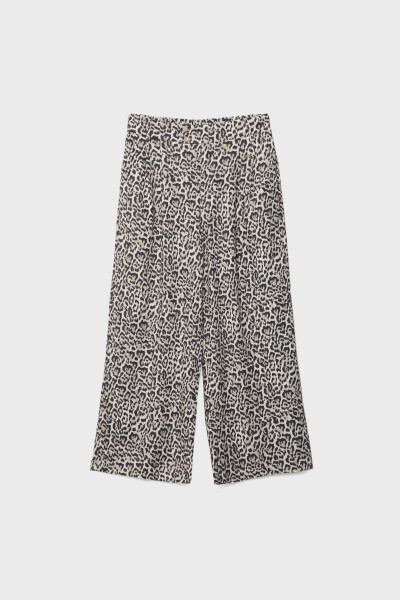 Keten karışımlı leopar desenli culotte pantolon - 12