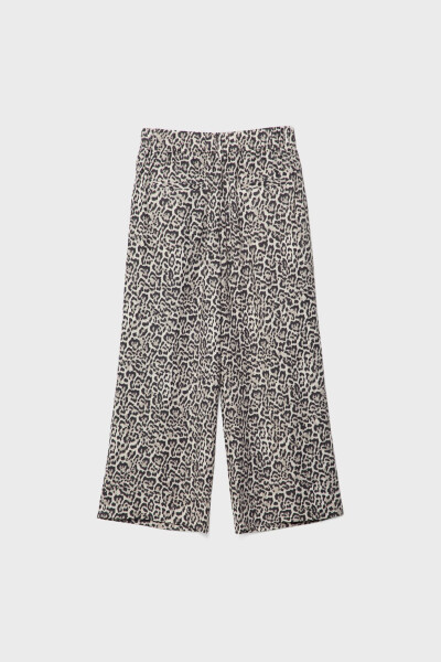 Keten karışımlı leopar desenli culotte pantolon - 13