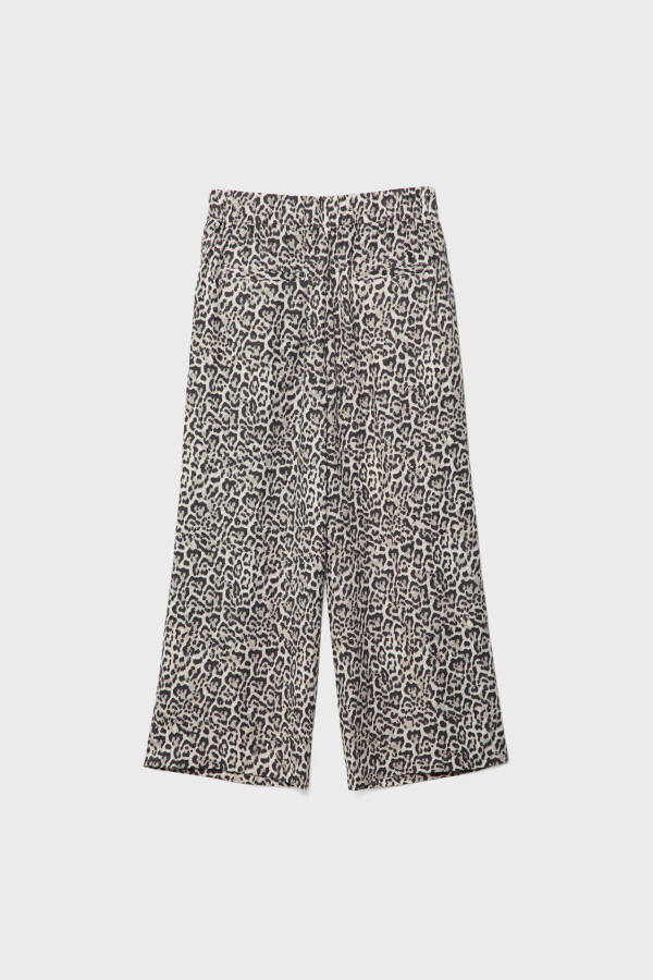 Keten karışımlı leopar desenli culotte pantolon - 6