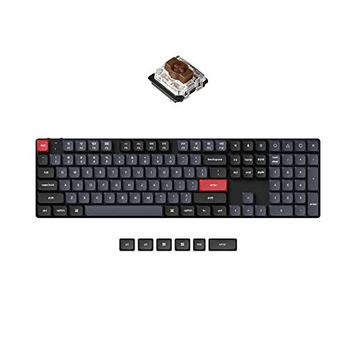 Keychron K5 Pro Değiştirilebilir Ultra İnce Özel Mekanik Klavye, RGB Tam Boyut QMK/VIA Programlanabilir Kablosuz Bluetooth/USB Kablolu Klavye Mac Windows Linux İçin - Düşük Profil Gateron Kahverengi Anahtar - 1