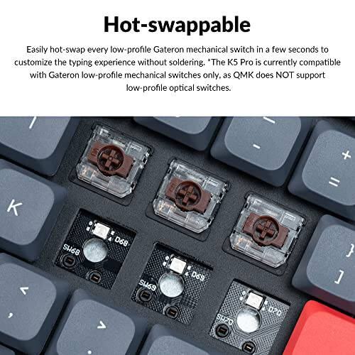 Keychron K5 Pro Hot-swappable Ultra-Slim Custom Mechanical Keyboard, RGB Full Size QMK/VIA Programmable Wireless Bluetooth/USB Wired Keyboard for Mac Windows Linux - Low Profile Gateron Brown Switch - 3