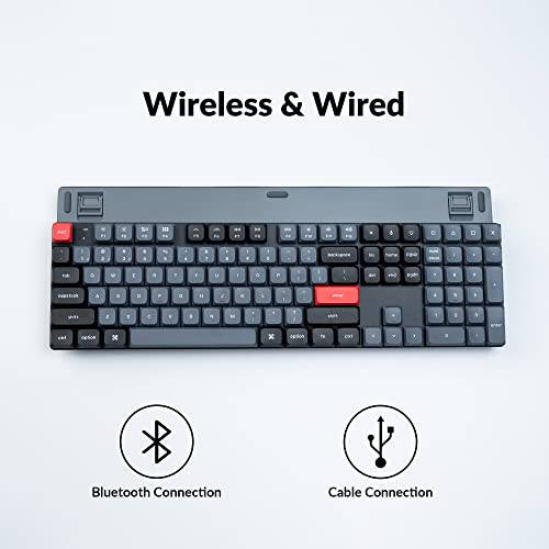 Keychron K5 Pro Hot-swappable Ultra-Slim Custom Mechanical Keyboard, RGB Full Size QMK/VIA Programmable Wireless Bluetooth/USB Wired Keyboard for Mac Windows Linux - Low Profile Gateron Brown Switch - 4