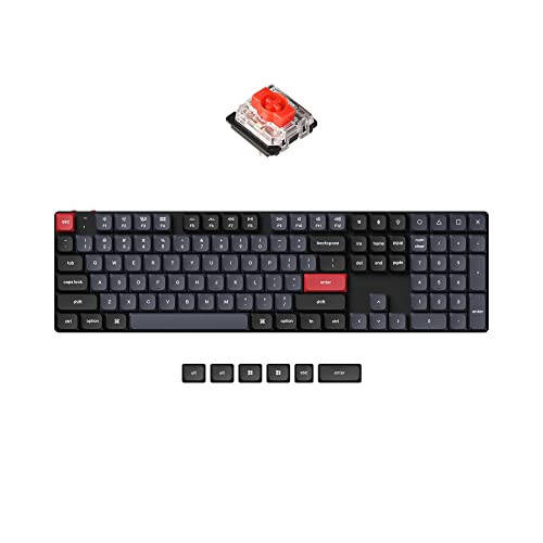 Keychron K5 Pro Hot-swappable Ultra-Slim Custom Mechanical Keyboard, RGB Full Size QMK/VIA Programmable Wireless Bluetooth/USB Wired Keyboard for Mac Windows Linux - Low Profile Gateron Red Switch - 1