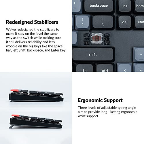 Keychron K5 Pro Hot-swappable Ultra-Slim Custom Mechanical Keyboard, RGB Full Size QMK/VIA Programmable Wireless Bluetooth/USB Wired Keyboard for Mac Windows Linux - Low Profile Gateron Red Switch - 5