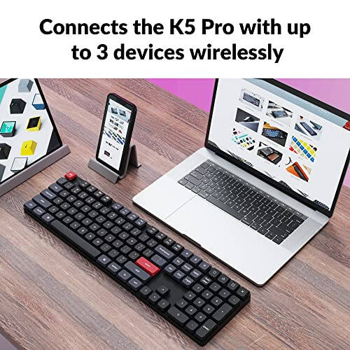 Keychron K5 Pro QMK/VIA Ultra-İnce Kablosuz Bluetooth/Kablolu USB Özel Mekanik Klavye, 108 Tuş Programlanabilir Makro RGB Arkaplan Aydınlatması PBT Tuş Kapakları Düşük Profilli Gateron Kahverengi Anahtar Mac Windows Linux İçin - 2