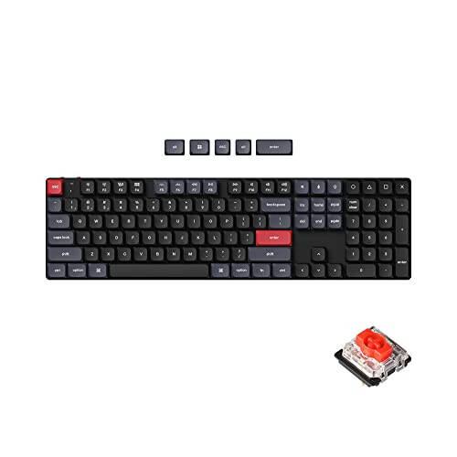 Keychron K5 Pro QMK/VIA Ultra-İnce Kablosuz Mekanik Klavye, 108 Tuş Özelleştirilebilir Programlanabilir Kablolu Klavye, Düşük Profil Gateron Kırmızı Anahtarlı, Beyaz LED Aralıksız PBT Tuş Kapakları Mac Windows Linux İçin - 1