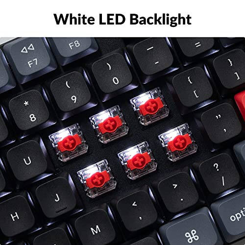 Keychron K5 Pro QMK/VIA Ultra-İnce Kablosuz Mekanik Klavye, 108 Tuş Özelleştirilebilir Programlanabilir Kablolu Klavye, Düşük Profil Gateron Kırmızı Anahtarlı, Beyaz LED Aralıksız PBT Tuş Kapakları Mac Windows Linux İçin - 4