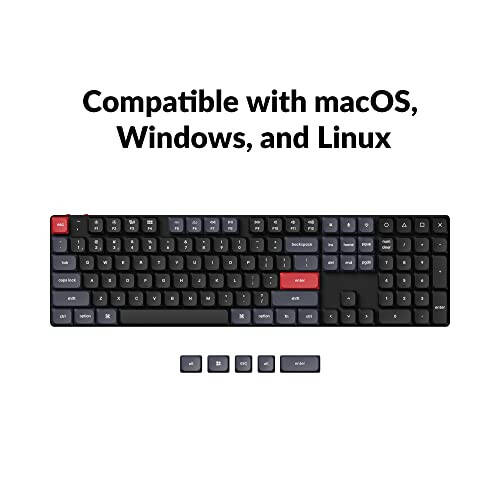 Keychron K5 Pro QMK/VIA Ultra-İnce Kablosuz Mekanik Klavye, 108 Tuş Özelleştirilebilir Programlanabilir Kablolu Klavye, Düşük Profil Gateron Kırmızı Anahtarlı, Beyaz LED Aralıksız PBT Tuş Kapakları Mac Windows Linux İçin - 5