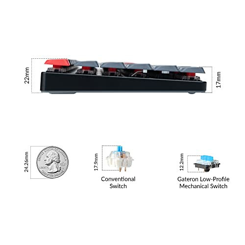 Keychron K5 Pro QMK/VIA Ultra-İnce Kablosuz Mekanik Klavye, 108 Tuş Özelleştirilebilir Programlanabilir Kablolu Klavye, Düşük Profil Gateron Kırmızı Anahtarlı, Beyaz LED Aralıksız PBT Tuş Kapakları Mac Windows Linux İçin - 6