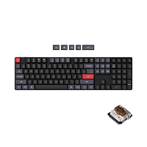 Keychron K5 Pro QMK/VIA Ultra-Ingich Simsiz Mexanik Klaviatura, 108 Tugma Maxsus Dasturlashtiriladigan Simli Klaviatura, Past Profilli Gateron Jigarrang Kalit, Oq LED Orqa Yoritilgan PBT Tugma Qopqoqlari, Mac Windows Linux Uchun - 1