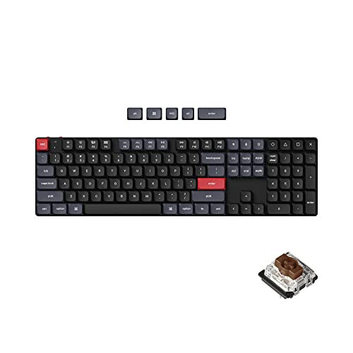 Keychron K5 Pro QMK/VIA Ultra-Slim Wireless Bluetooth/Wired USB Custom Mechanical Keyboard, 108-Key Programmable Macro RGB Backlight PBT Keycaps Low-Profile Gateron Brown Switch for Mac Windows Linux - 1