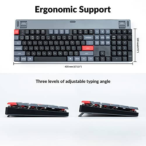 Keychron K5 Pro QMK/VIA Ultra-Slim Wireless Mechanical Keyboard, 108 Keys Custom Programmable Wired Keyboard with Low-Profile Gateron Red Switch, White LED Backlit PBT Keycaps for Mac Windows Linux - 7