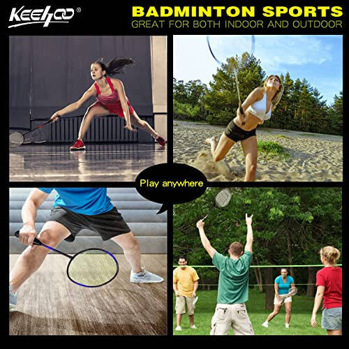 KH Badminton Rackets Set of 2-4 for Adults Kids, Beach Lawn Backyard Game Outdoor Sports, Racquets, Shuttlecocks & Carry Bag Included - 10