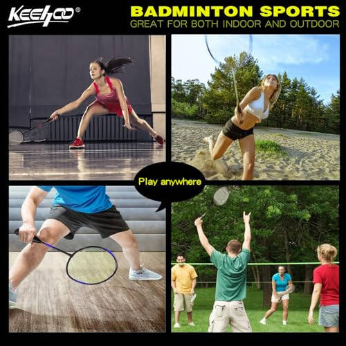 KH Badminton Rackets Set of 2-4 for Adults Kids, Beach Lawn Backyard Game Outdoor Sports, Racquets, Shuttlecocks & Carry Bag Included - 8