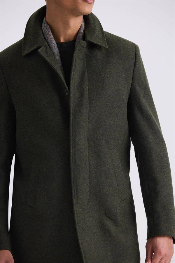 Khaki Classic Fit Peacoat Wool Cashmere Coat - 3