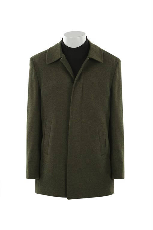 Khaki Classic Fit Peacoat Wool Cashmere Coat - 5