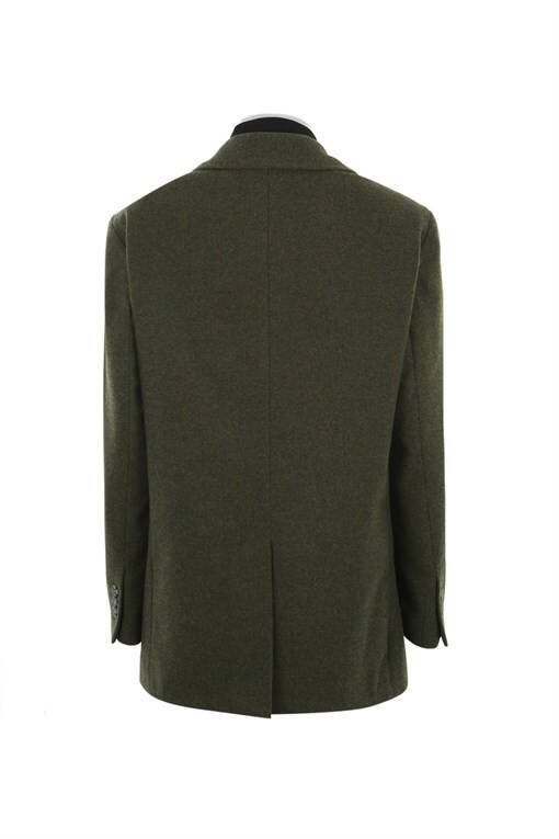 Khaki Classic Fit Peacoat Wool Cashmere Coat - 7