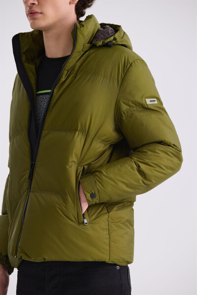 Khaki Comfort Fit Hooded Winter Jacket - 7