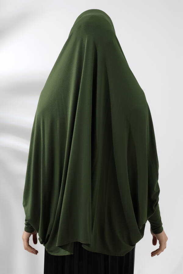 Khaki Ready-to-Wear Practical Sultanbaş Modest Long-Sleeved Cotton Soufflé Scarf Hijab - 3