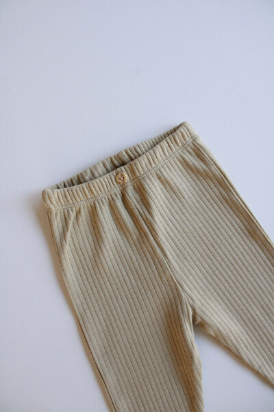 Khaki Ribbed Baby Tights - 3