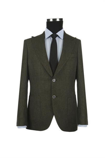 Khaki Slim Fit Pointed Collar Sports Jacket - 5