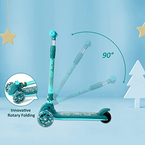 Kick Scooter for Kids, Wheel with Brake, Adjustable Height Handlebar, Foldable, Lightweight, Aged 3-10, Wide Standing Board, and Up to 110lbs - 14