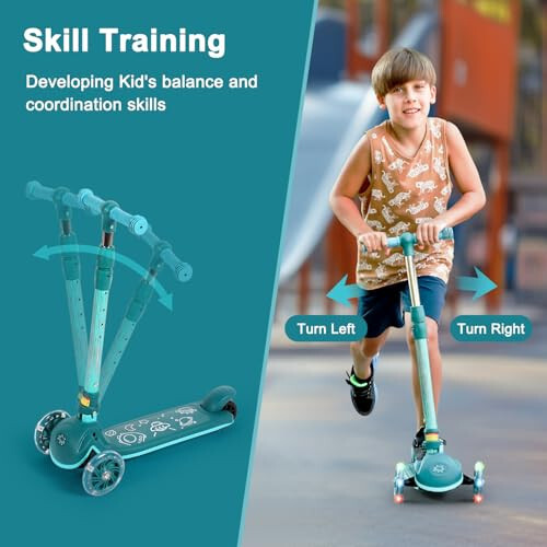 Kick Scooter for Kids, Wheel with Brake, Adjustable Height Handlebar, Foldable, Lightweight, Aged 3-10, Wide Standing Board, and Up to 110lbs - 5