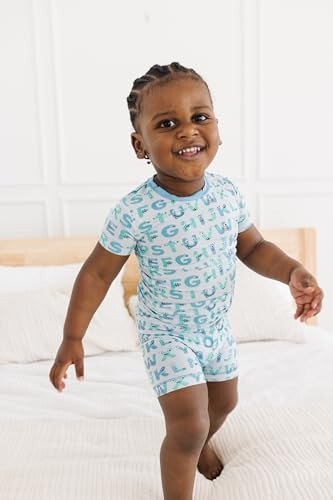 KicKee Print Short Sleeve Tee Pajama Set with Shorts, Tee with Matching Shorts, Babies and Kid PJ Set - 44