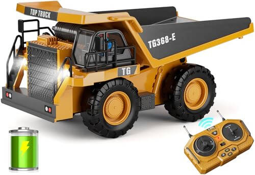 KIDMARKT RC Dump Truck Toy, 9-Channel Remote Control Toy with Metal Bed & Light, Rechargeable Battery, Kids Construction Vehicle Truck Toys for 3+ Boys, Perfect 2024 Kid Birthday Gift for Ages 3-12+ - 5