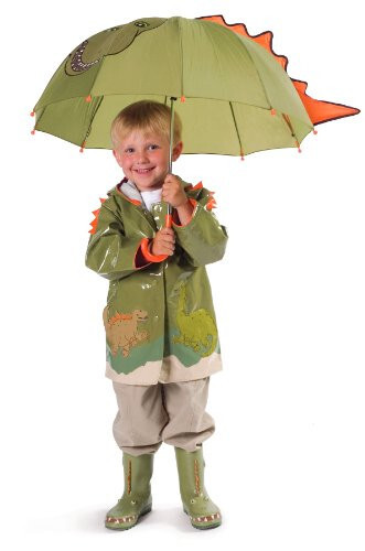 Kidorable Green Dinosaur Umbrella for Boys w/Fun Dino Handle, Pop-Out Spikes, Big Smile - 7