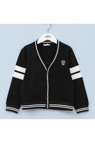 Kıds Boys Buttoned Black Knit Cardigan - 13029 - Black - 1