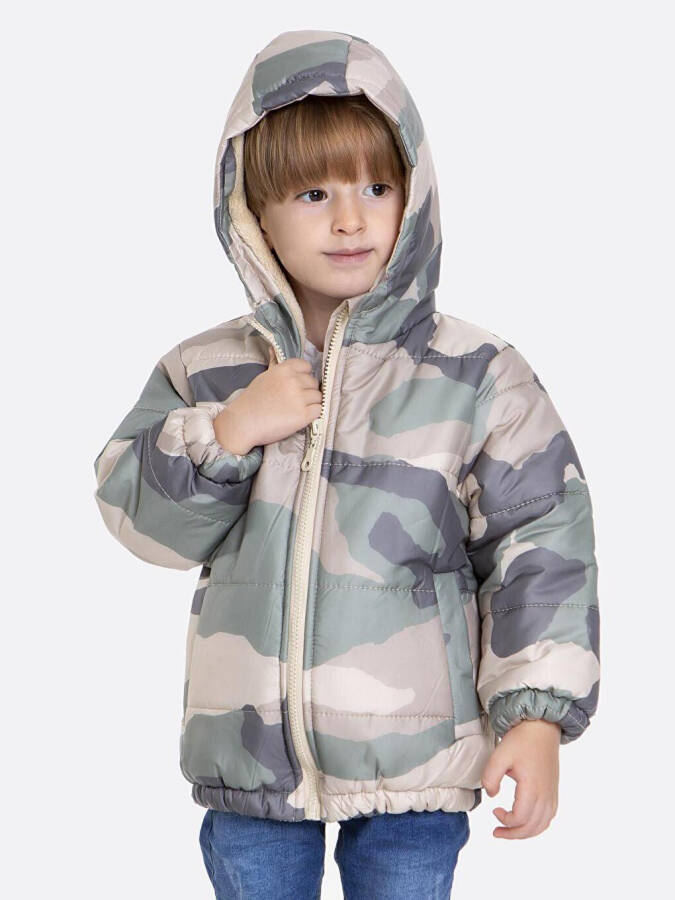 Kids Boys Camouflage Patterned Hooded Jacket with Welsoft Lining AK2510 - 8