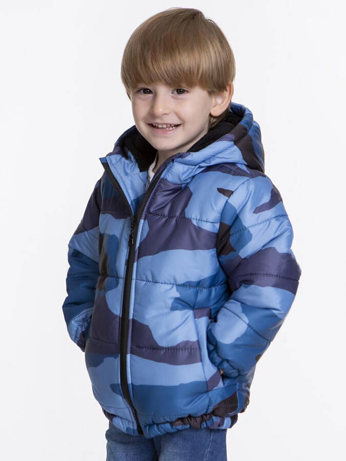 Kids Boys Hooded Jacket with Welsoft Lining and Camouflage Pattern AK2510 - 12