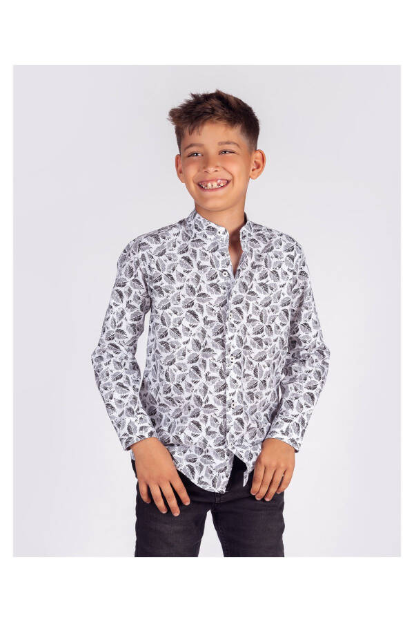 Kids Boys White Floral Print Cotton Regular Fit Formal Shirt - 1