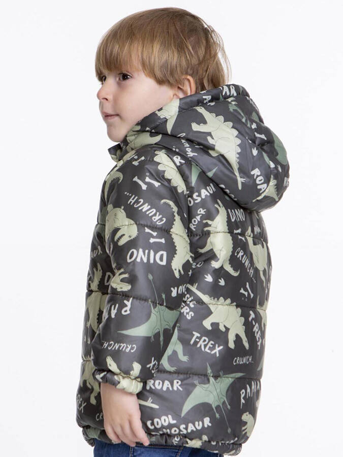 Kids Boys Winter Jacket with Welsoft Lining, Dinosaur Patterned, Hood AK2509 - 15