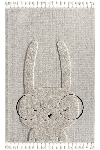 Kids - Bunny Rabbit Figurine Cream Baby Room Rug - 6