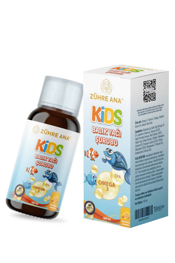 Kids Çocuklar için - Omega 3 Balık Yağı Şurubu Vitamin Katkılı ve Portakallı 150 Ml - 9