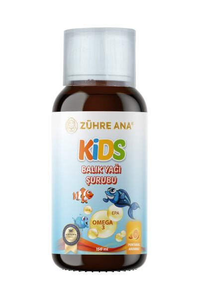 Kids Çocuklar için - Omega 3 Balık Yağı Şurubu Vitamin Katkılı ve Portakallı 150 Ml - 11