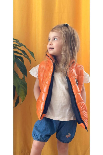 Kids Fleece Lined Zippered Puffy Vest - 1