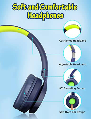 Kids Headphones with Cord, Wired Over Ear Headsets with Microphone Limited Volume 85dB/ 94dB, Portable Wired Headphones for Kids Boys Girls Teens Children Online School/Travel/iPad/Tablet/Cellphone - 5