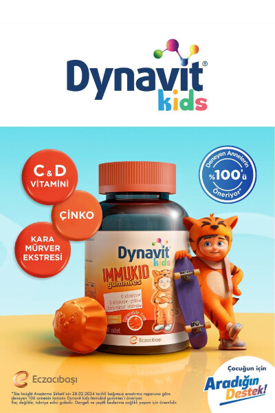 Kids İmmukid Gummies 60 Count Orange Flavored Chewable - 6