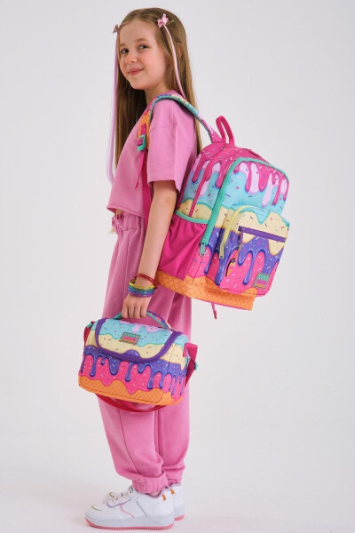 Kids Pink Colorful Ice Cream Patterned 3-Piece School Bag Set SET0123731 - 2