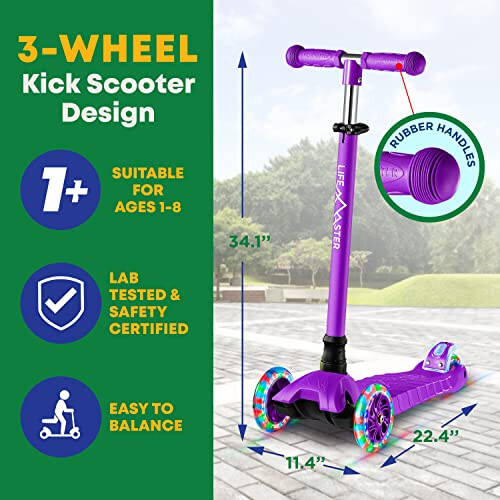 Kids Scooter – Children and Toddler 3 Wheel Kick Scooter – LED Wheel Lights Illuminate When Rolling Lifemaster - 5