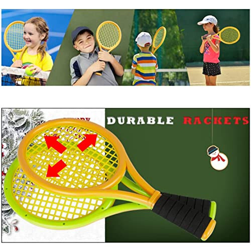 Kids Tennis Rackets with Carrying Bag,Soft Training Balls and Badminton Birdies,12 in 1 Tennis Racquets Gift Set for Children Outdoor Indoor Sports - 9