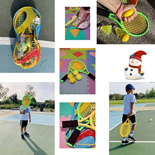 Kids Tennis Rackets with Carrying Bag,Soft Training Balls and Badminton Birdies,12 in 1 Tennis Racquets Gift Set for Children Outdoor Indoor Sports - 13