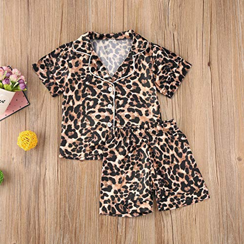 Kids Toddler Baby Girl Boy Satin Pajamas Set Short Sleeve Button Down Pajama Shirt Top+Shorts Bottoms Sleepwear Outfits - 55