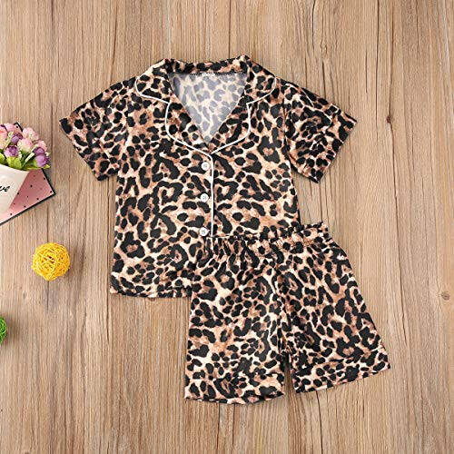 Kids Toddler Baby Girl Boy Satin Pajamas Set Short Sleeve Button Down Pajama Shirt Top+Shorts Bottoms Sleepwear Outfits - 48